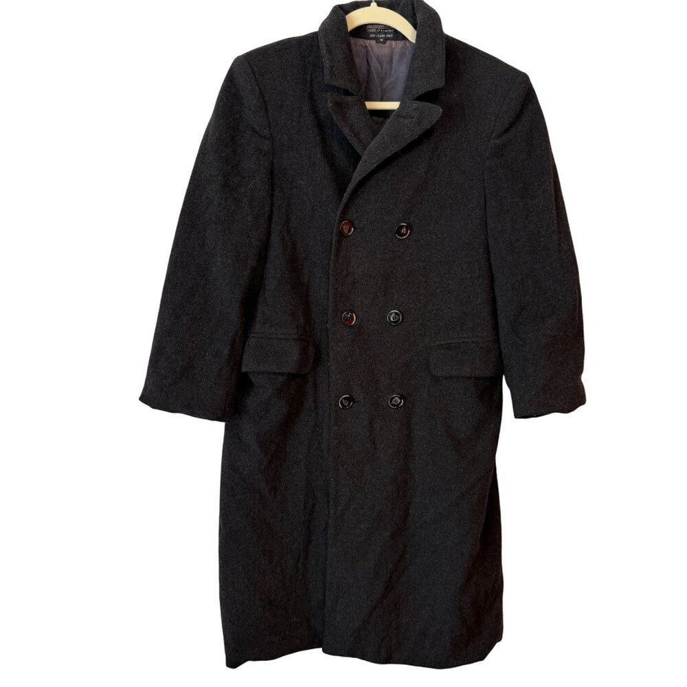 Mens Wool Cashmere Blend Double Breasted Overcoat Size 16